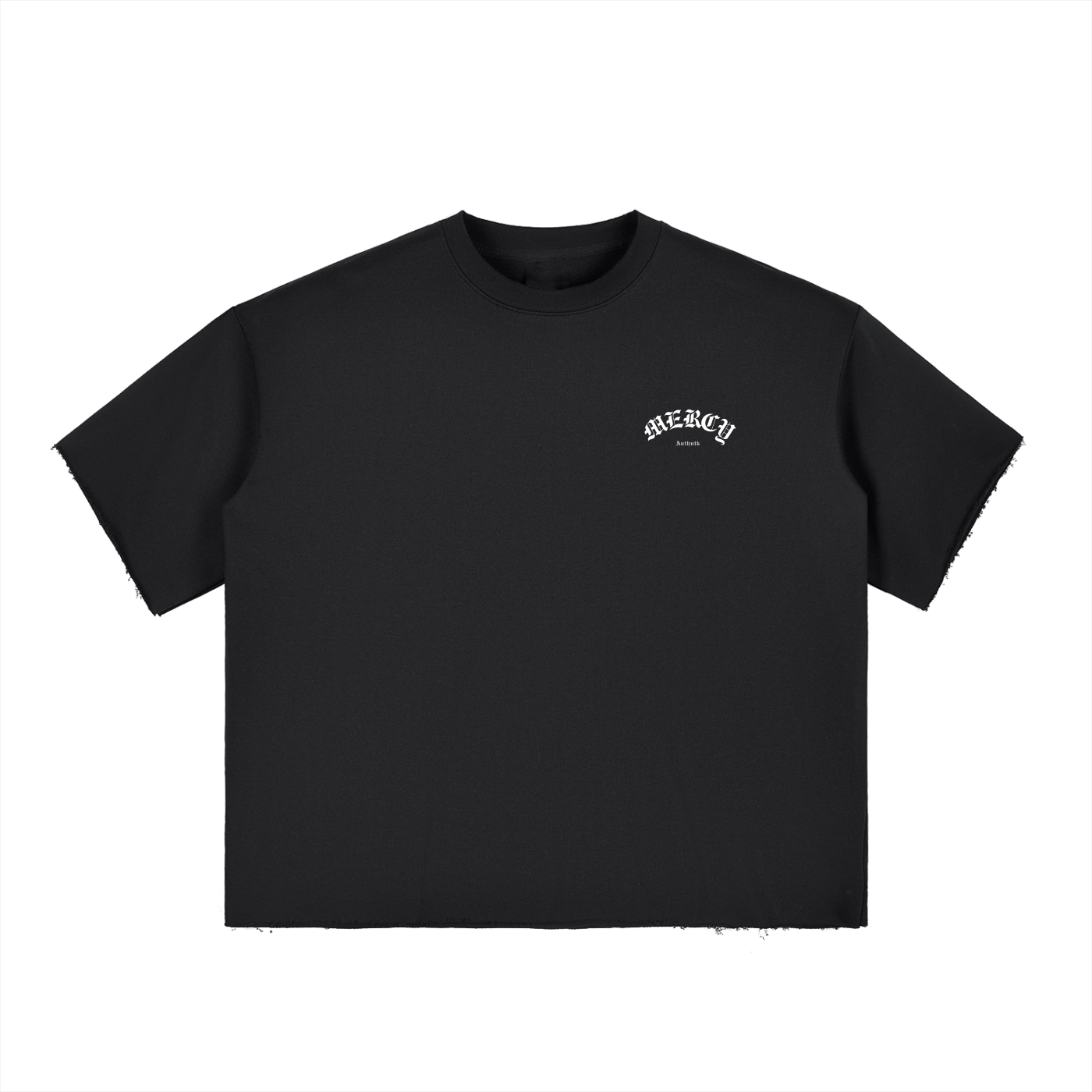 Boxy Half-Sleeve Raw-Edge T-Shirt