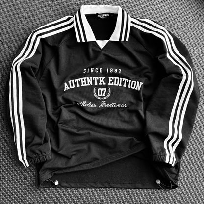 Authntk Striped Collar Sweatshirt
