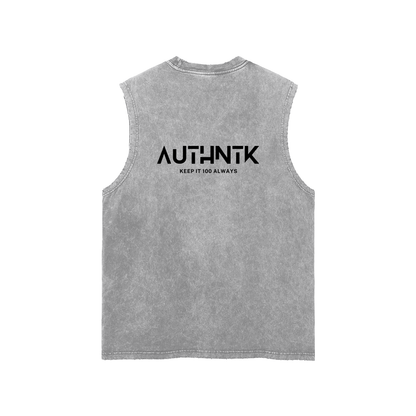 Snow Washed Frayed Hem Tank Top